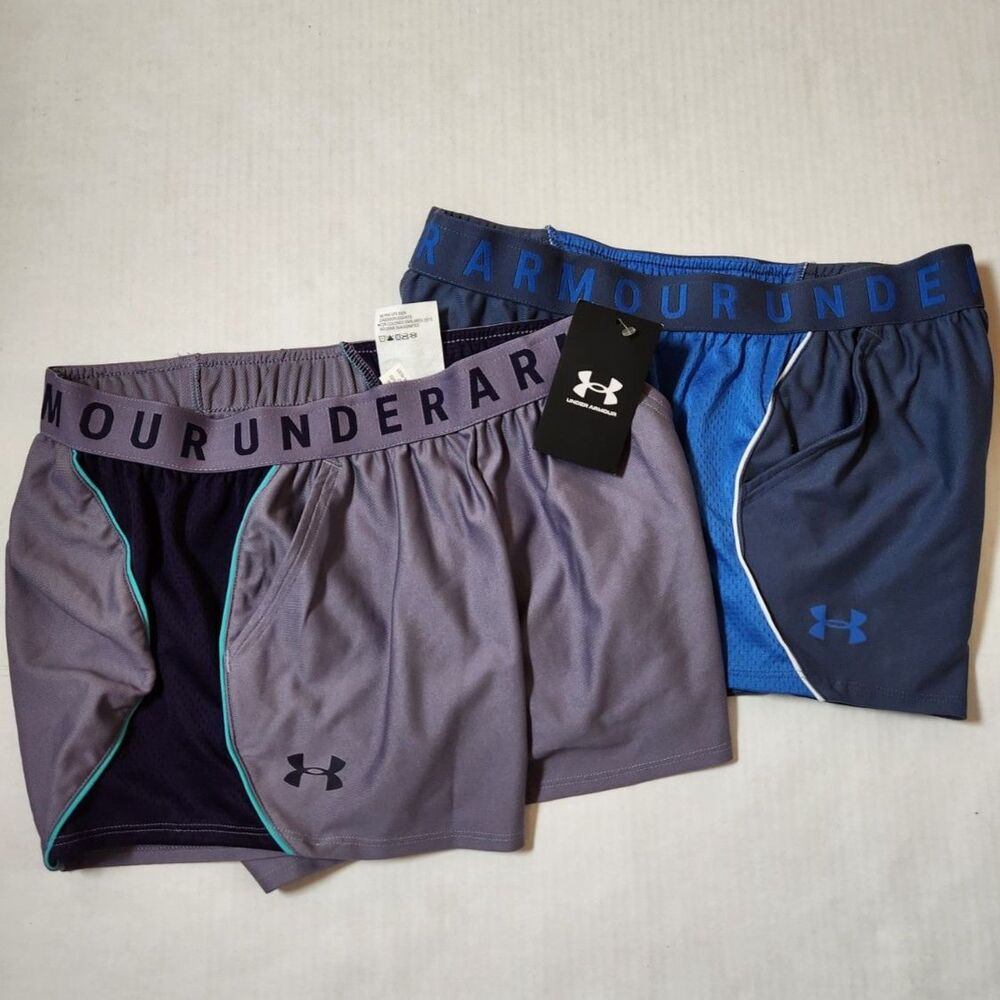 Under Armour Play Up 3.0 Women’s Small Athletic Shorts – Purple & Gray – 2 Pair
